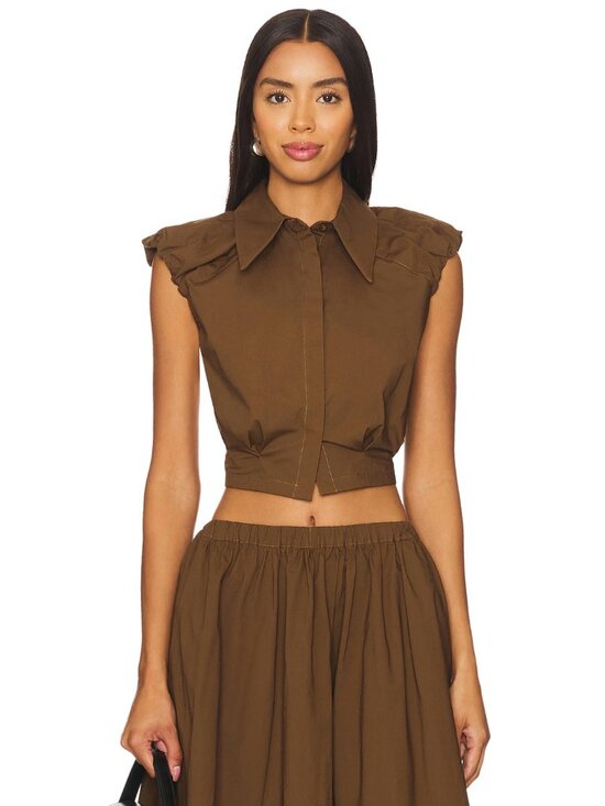 Camila Coelho Tops - Camila Coelho Gurina Top Dark Brown